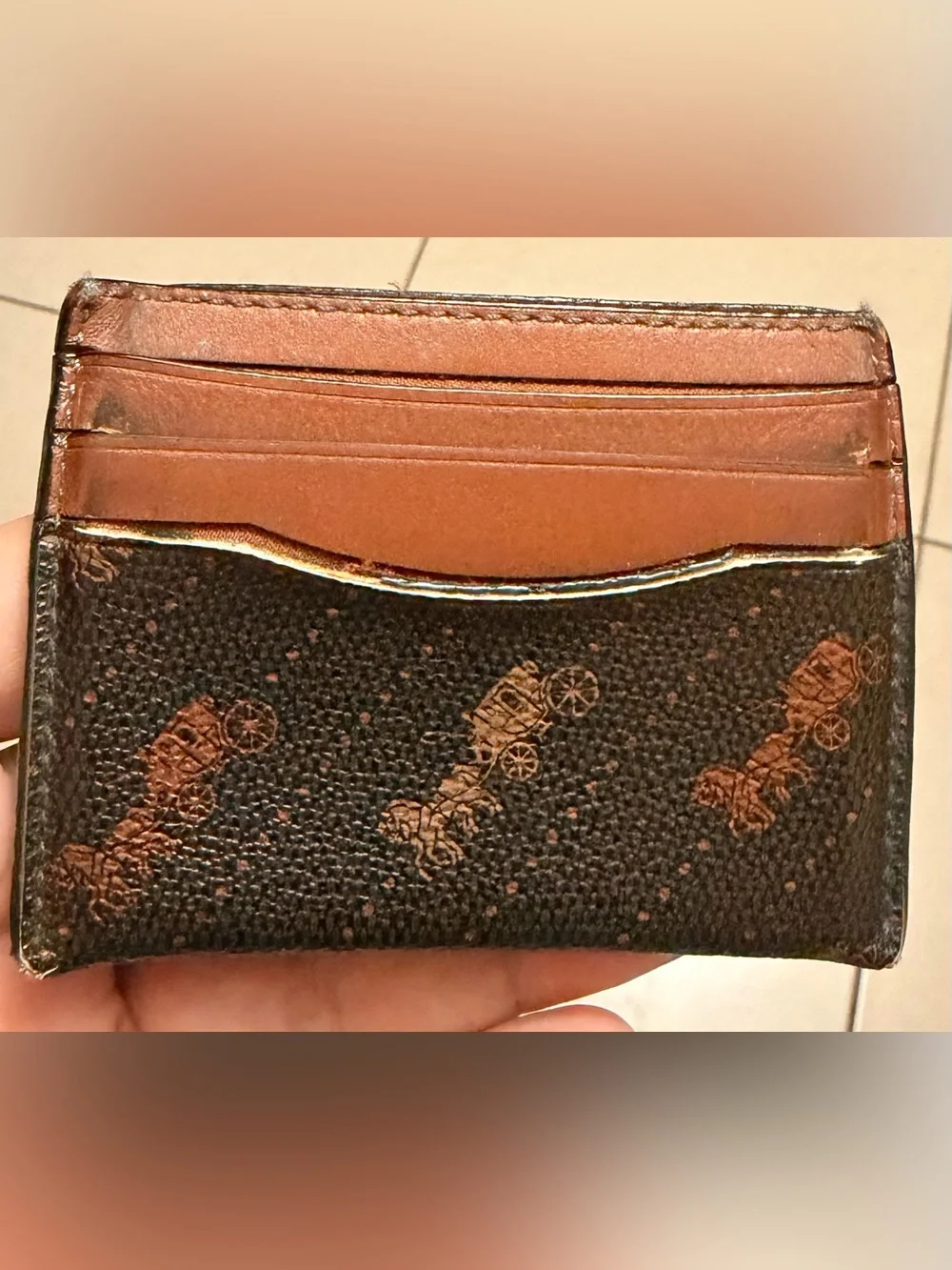 Coach Brown Signature Card Case used